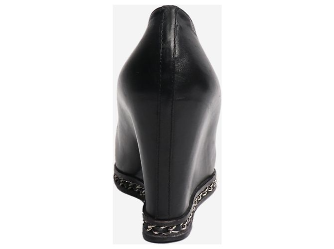 Chanel Schwarze Leder-Wedge-Pumps - Größe EU 39 - Ansicht 3