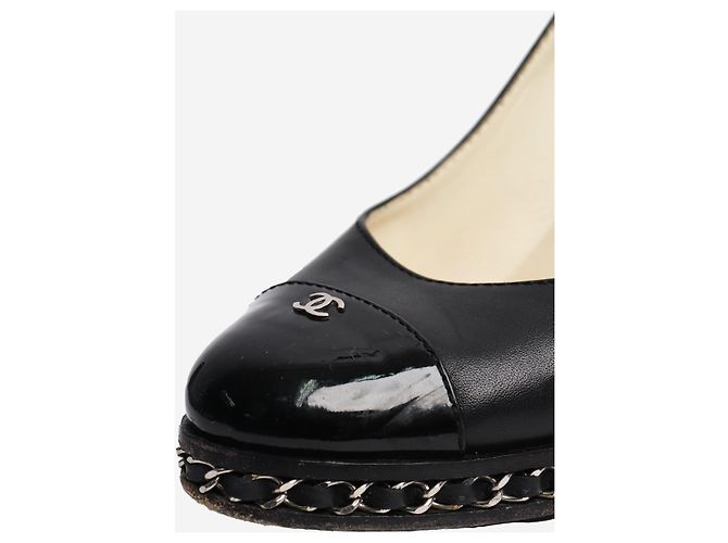 Chanel Schwarze Leder-Wedge-Pumps - Größe EU 39 - Ansicht 4