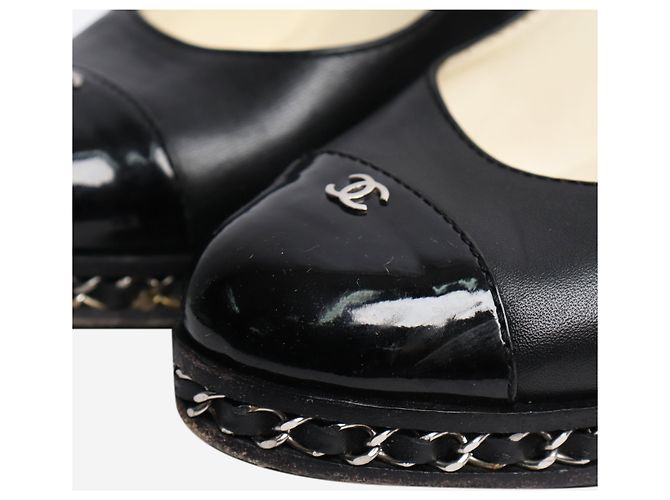 Chanel Schwarze Leder-Wedge-Pumps - Größe EU 39 - Ansicht 5