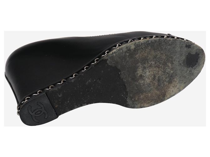 Chanel Schwarze Leder-Wedge-Pumps - Größe EU 39 - Ansicht 6
