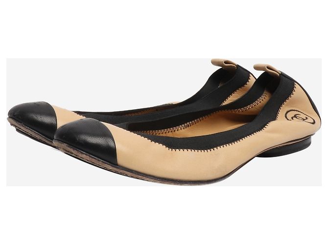 Chanel Beige Leder Ballerinas - Größe EU 38 - Ansicht 2