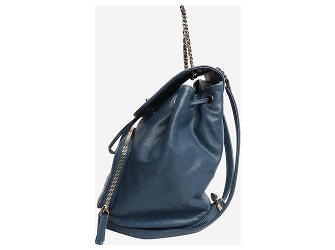 Chanel Blauer Kaviar-Leder-Rucksack - Ansicht 2
