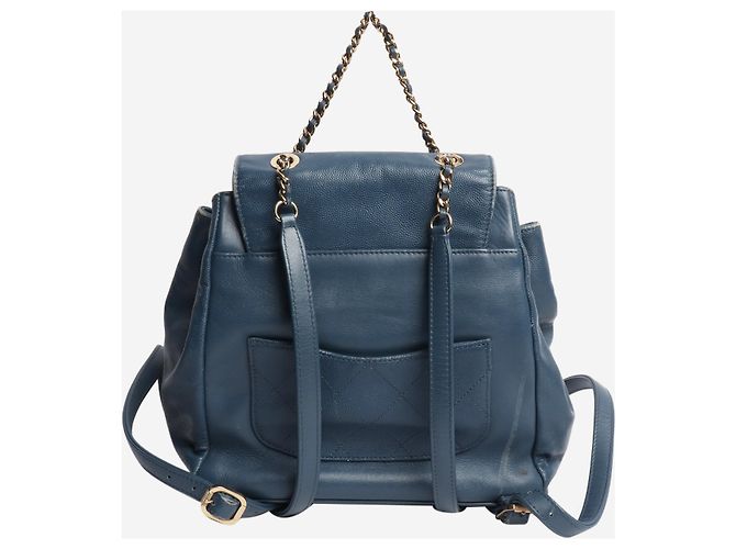 Chanel Blauer Kaviar-Leder-Rucksack - Ansicht 3