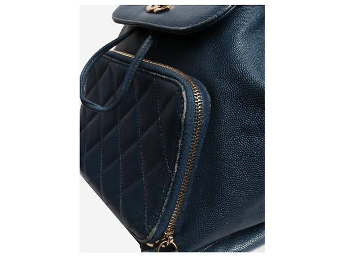 Chanel Blauer Kaviar-Leder-Rucksack - Ansicht 5