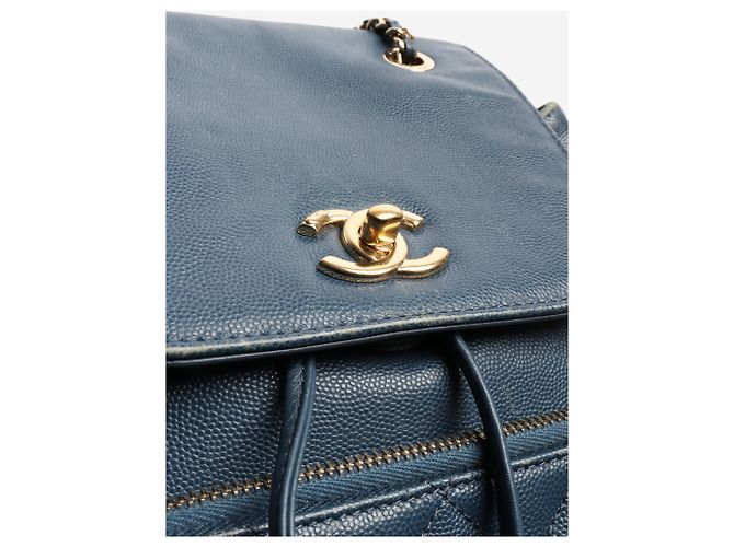 Chanel Blauer Kaviar-Leder-Rucksack - Ansicht 6