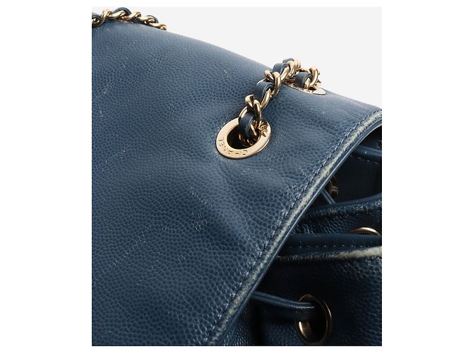 Chanel Blauer Kaviar-Leder-Rucksack - Ansicht 8