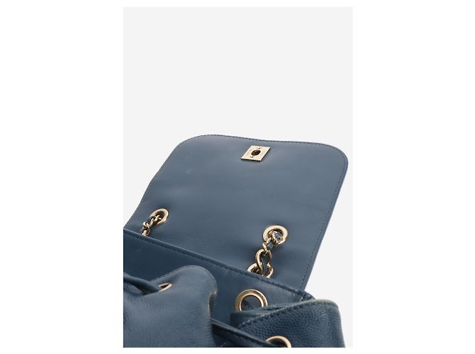 Chanel Blauer Kaviar-Leder-Rucksack - Ansicht 9