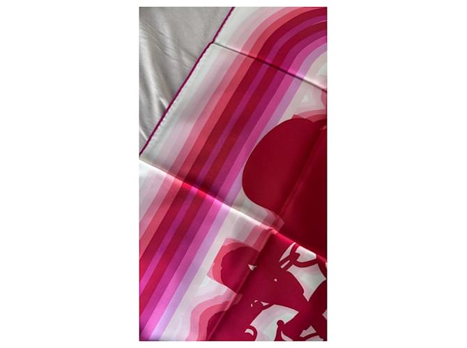 Foulard Hermès "Brides de Gala" Nero Bianco Rosso Blu Verde - vista 3