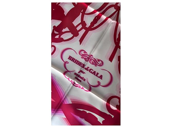 Foulard Hermès "Brides de Gala" Nero Bianco Rosso Blu Verde - vista 4
