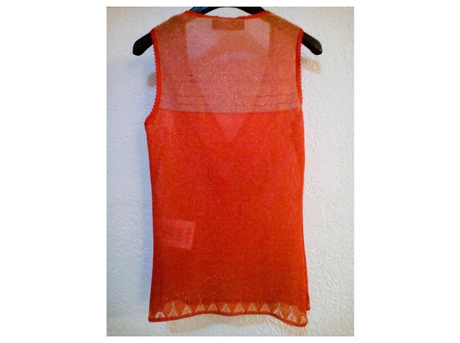 Dolce & Gabbana DOLCE&GABBANA TOP SIN MANGAS EN MEZCLA DE VISCOSA. Naranja - vista 3