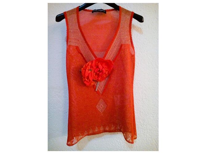 Dolce & Gabbana DOLCE&GABBANA TOP SIN MANGAS EN MEZCLA DE VISCOSA. Naranja - vista 6