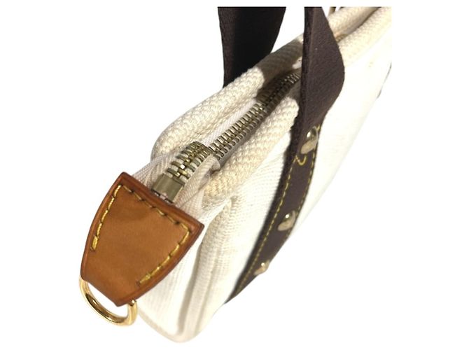 Borsa Tote Louis Vuitton Antigua Cabas PM Bianco - vista 10