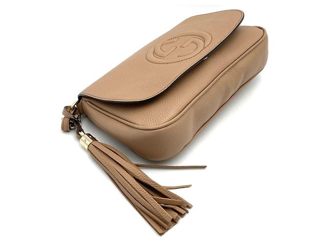 Bolsa de Ombro de Couro Gucci Soho Bege - vista 3