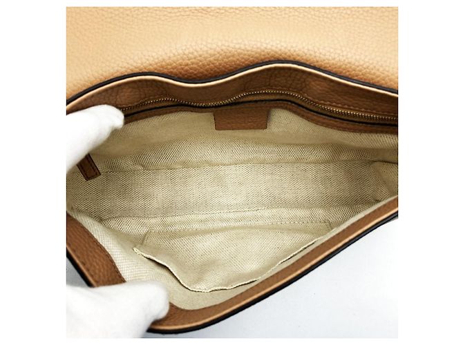 Bolsa de Ombro de Couro Gucci Soho Bege - vista 6