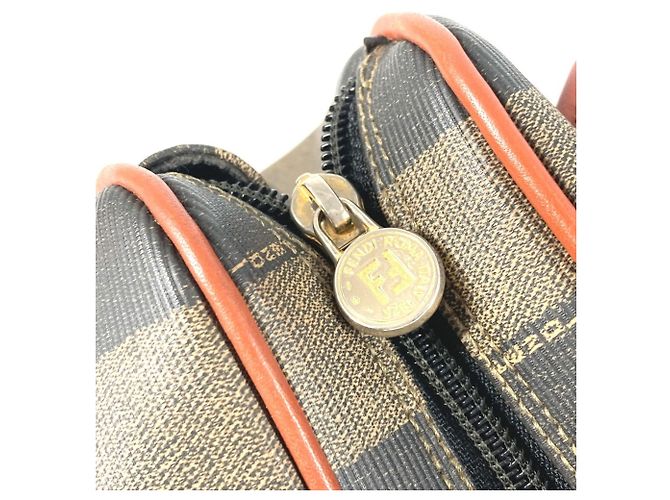 FENDI Vintage Logo Pequin Tote Tasche Braun Khaki - Ansicht 12