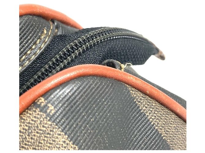 FENDI Vintage Logo Pequin Tote Tasche Braun Khaki - Ansicht 13