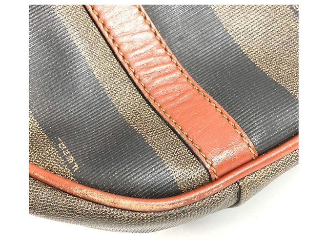FENDI Vintage Logo Pequin Tote Tasche Braun Khaki - Ansicht 18