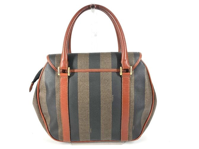 FENDI Vintage Logo Pequin Tote Tasche Braun Khaki - Ansicht 2