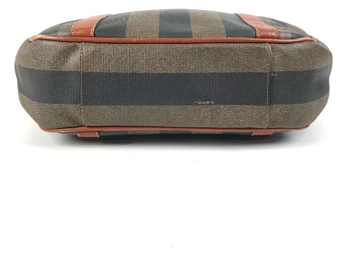 FENDI Vintage Logo Pequin Tote Tasche Braun Khaki - Ansicht 5