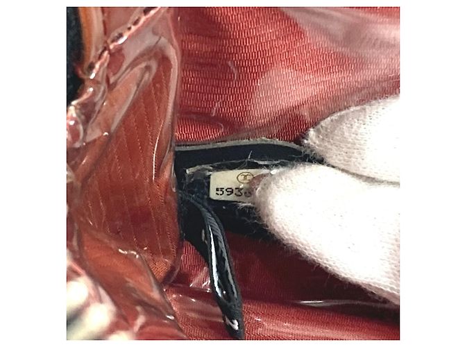 Borsa a mano con logo della vecchia linea di viaggio Chanel Nero Bianco - Ansicht 17
