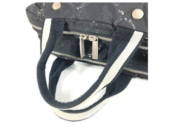 Borsa a mano con logo della vecchia linea di viaggio Chanel Nero Bianco - Ansicht 8
