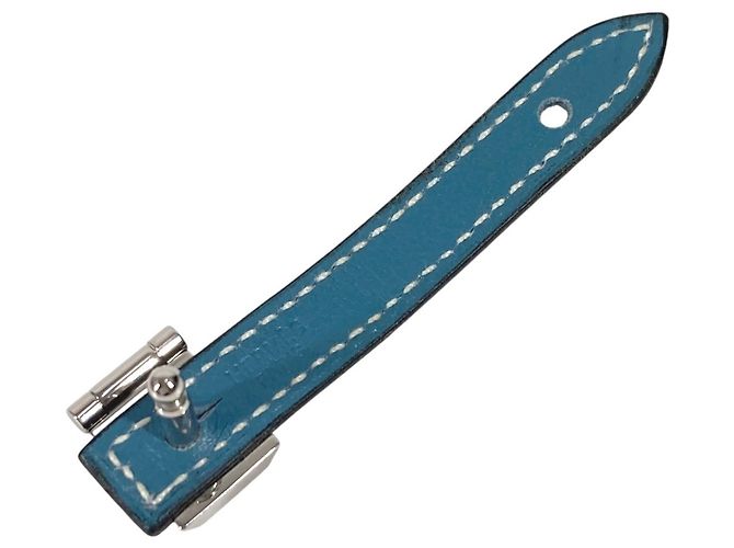 Abotoaduras de couro azul e metal Hermès - vista 10