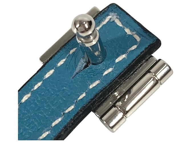 Abotoaduras de couro azul e metal Hermès - vista 12