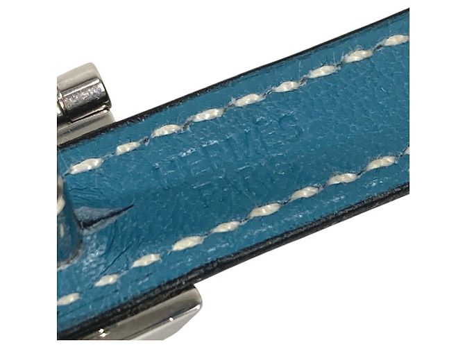 Abotoaduras de couro azul e metal Hermès - vista 13