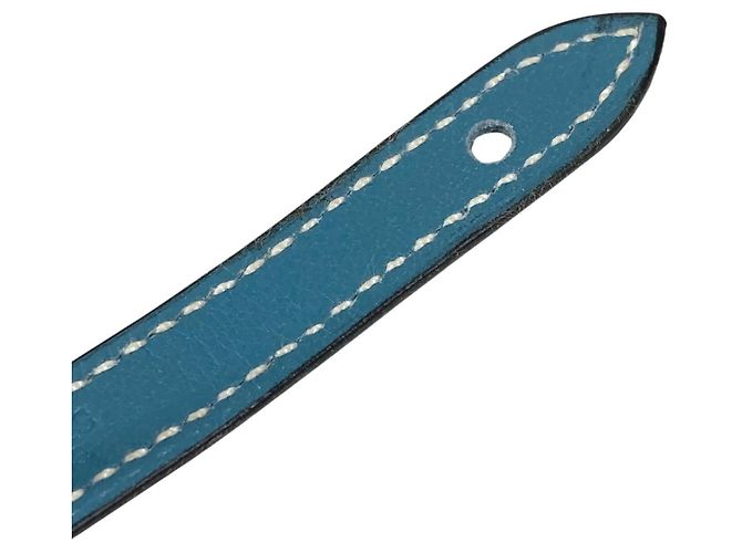 Abotoaduras de couro azul e metal Hermès - vista 14