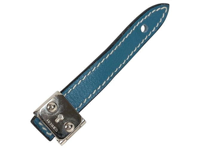 Abotoaduras de couro azul e metal Hermès - vista 2