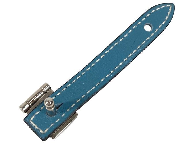 Abotoaduras de couro azul e metal Hermès - vista 3