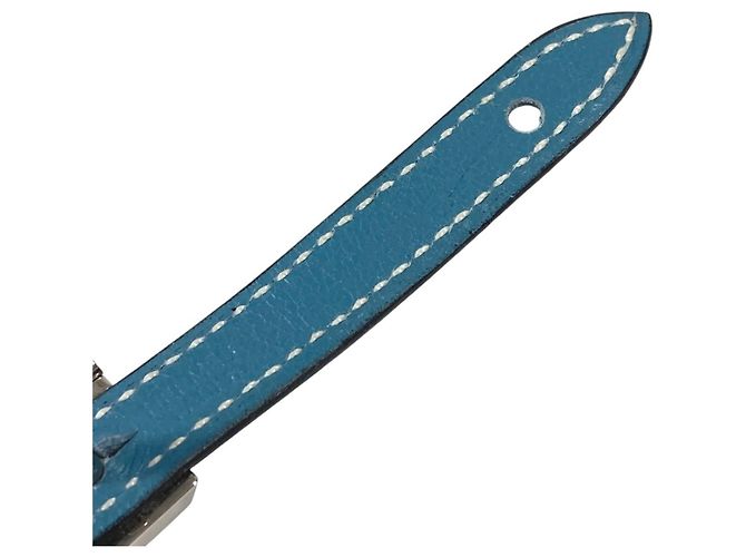 Abotoaduras de couro azul e metal Hermès - vista 7