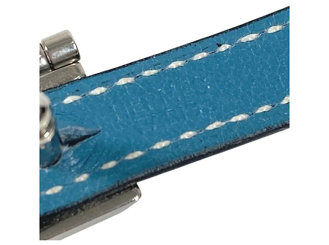 Abotoaduras de couro azul e metal Hermès - vista 8