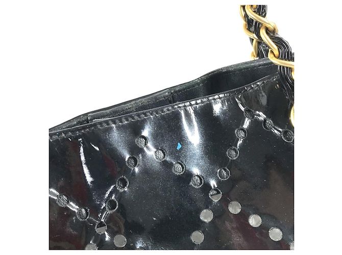 Chanel schwarze Emaille-Leder-Tote-Tasche - Ansicht 11