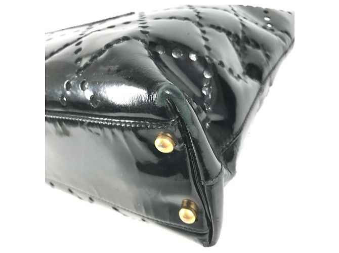 Chanel schwarze Emaille-Leder-Tote-Tasche - Ansicht 6