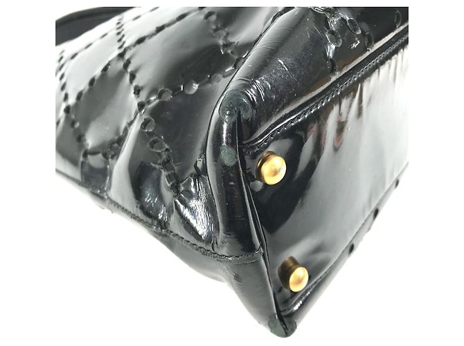 Chanel schwarze Emaille-Leder-Tote-Tasche - Ansicht 7
