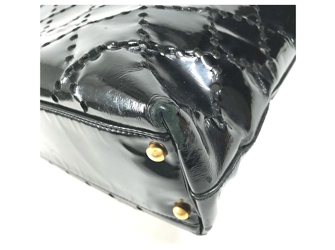Chanel schwarze Emaille-Leder-Tote-Tasche - Ansicht 9