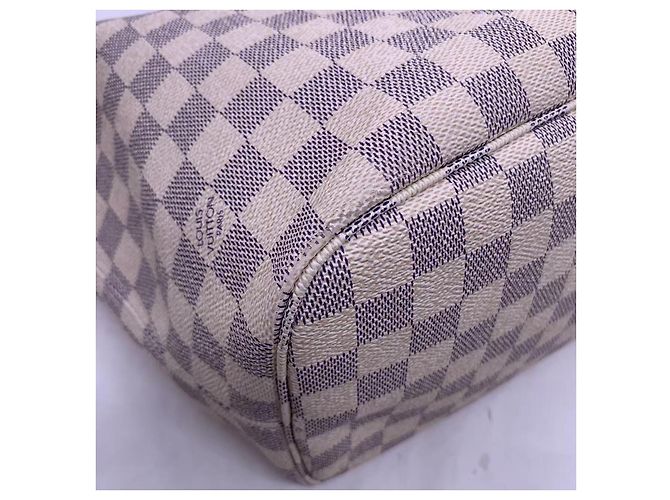 Louis Vuitton Neverfull Handtasche Weiß Karo Leder - Ansicht 3