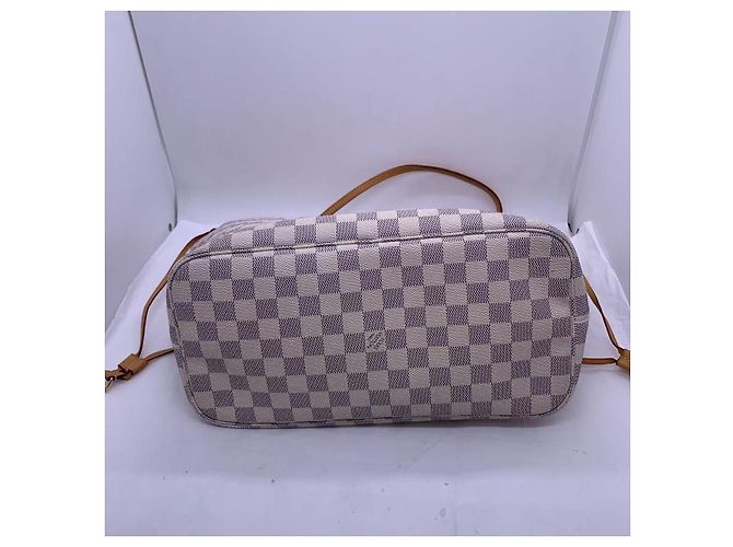 Louis Vuitton Neverfull Handtasche Weiß Karo Leder - Ansicht 4