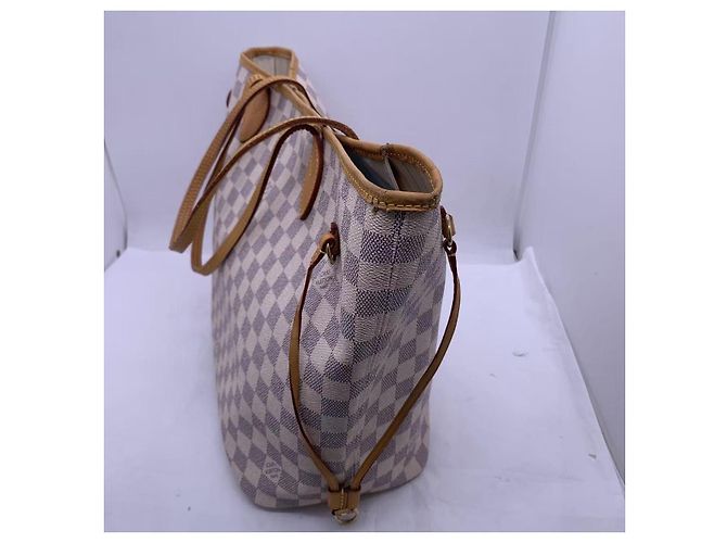 Louis Vuitton Neverfull Handtasche Weiß Karo Leder - Ansicht 5
