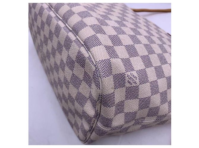 Louis Vuitton Neverfull Handtasche Weiß Karo Leder - Ansicht 6