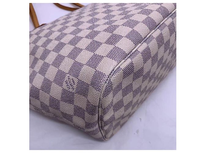 Louis Vuitton Neverfull Handtasche Weiß Karo Leder - Ansicht 7