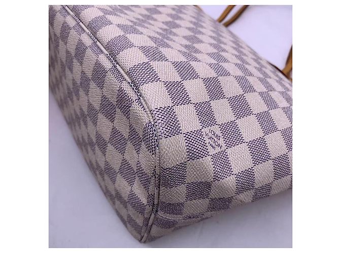 Louis Vuitton Neverfull Handtasche Weiß Karo Leder - Ansicht 8