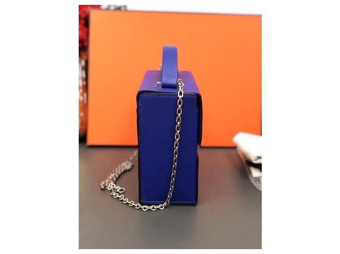 Borsa Hermès Cinhetic blu elettrico in pelle di capra - vista 2