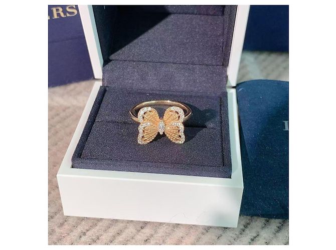 Anello De Beers Portraits of Nature Farfalla Diamanti Platino D'oro - vista 4