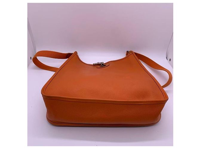 Borsa a spalla Hermès Vespa Arancione in pelle - vista 4