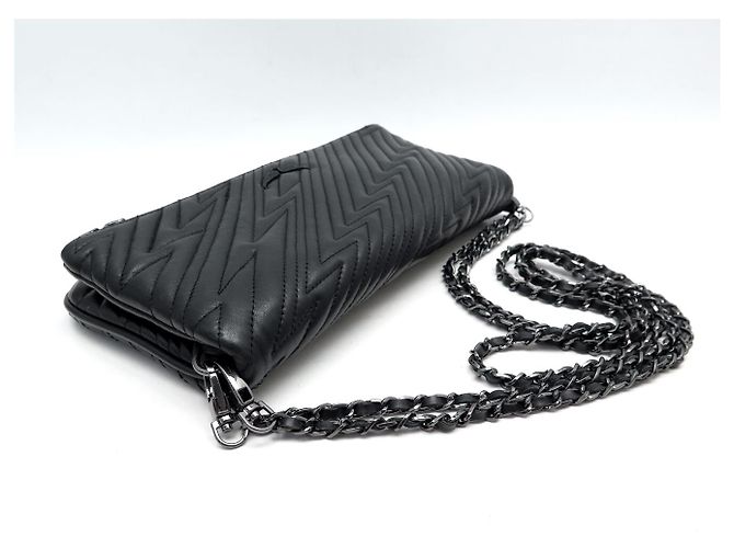 NUOVO BORSO A MANO ZADIG & VOLTAIRE CLUTCH ROCK ZIGZAG CON TRACOLLA BORSA IN PELLE - vista 4