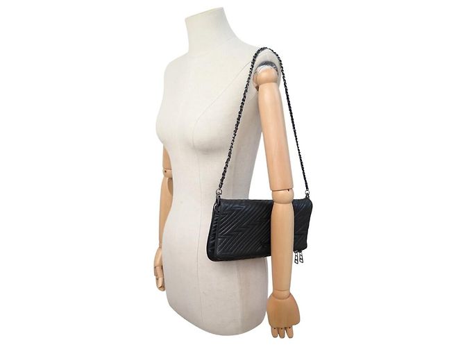 NUOVO BORSO A MANO ZADIG & VOLTAIRE CLUTCH ROCK ZIGZAG CON TRACOLLA BORSA IN PELLE - vista 6