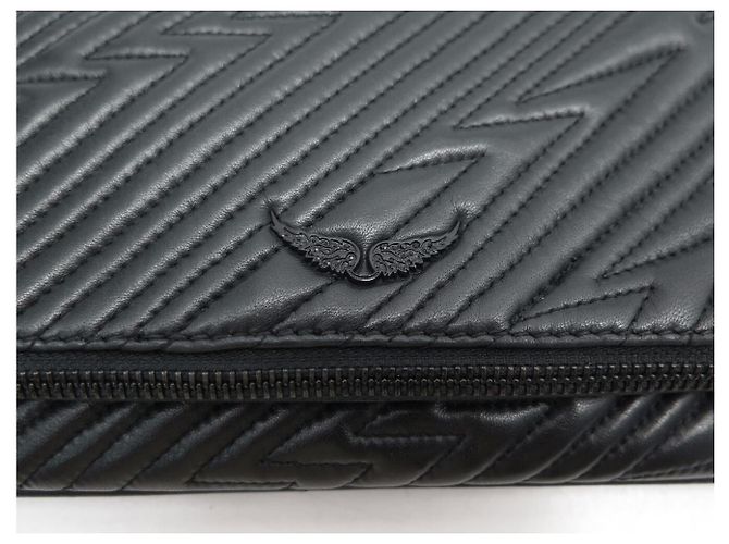 NUOVO BORSO A MANO ZADIG & VOLTAIRE CLUTCH ROCK ZIGZAG CON TRACOLLA BORSA IN PELLE - vista 7