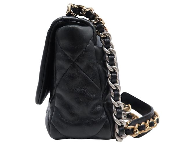 CHANEL 19 MEDIUM HANDBAG AS1160 BLACK QUILTED LEATHER WITH SHOULDER STRAP - view 4